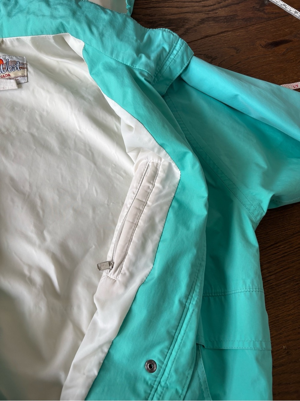 Vintage 90s FarWest Turquoise Lightweight Gore-Tex Windbreaker Rain Jacket - Picture 11 of 14